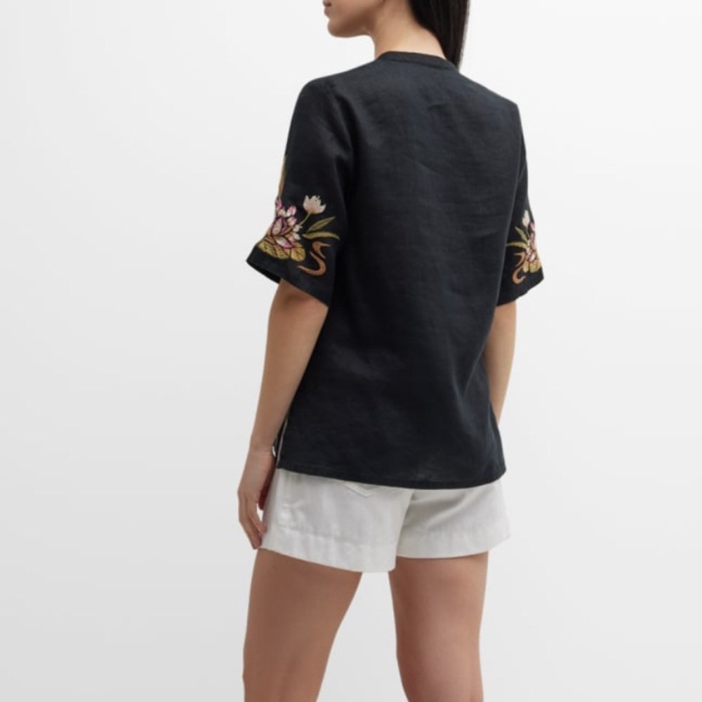 Johnny Was "Maisie" top with floral and tiger embroidery - Sz. L - Picture 3 of 11